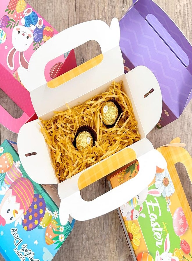 Suponey 12pcs Easter Treat Boxes Gift Boxes Party Favor Easter Basket with Handle Eggs Containers for Home School Holiday Party Decoration - Image 2